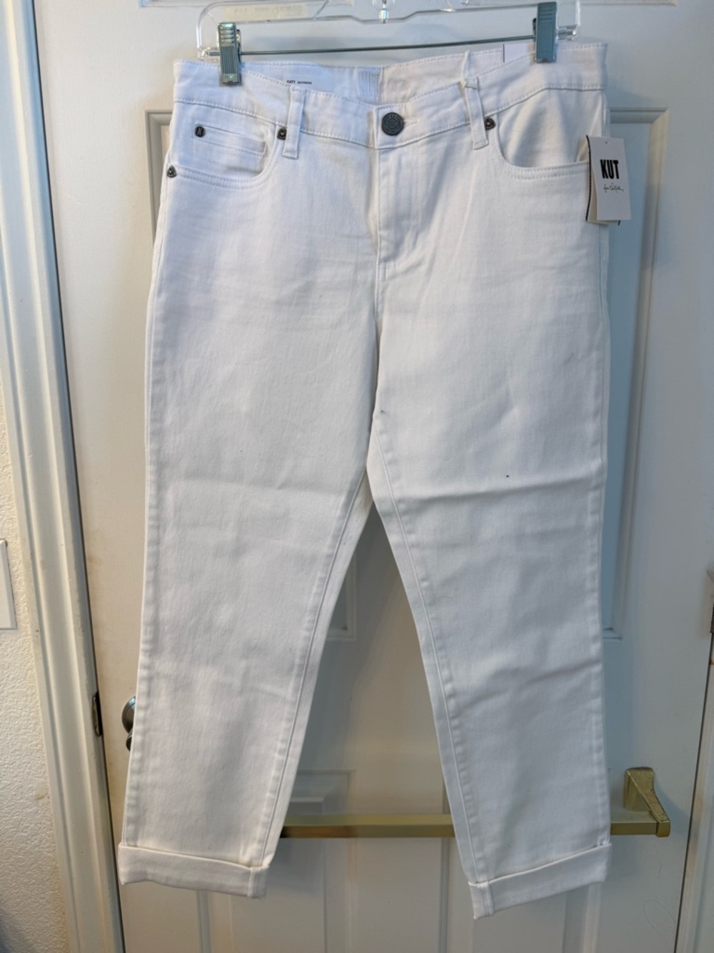 Kut from the Kloth White Boyfriend Jeans